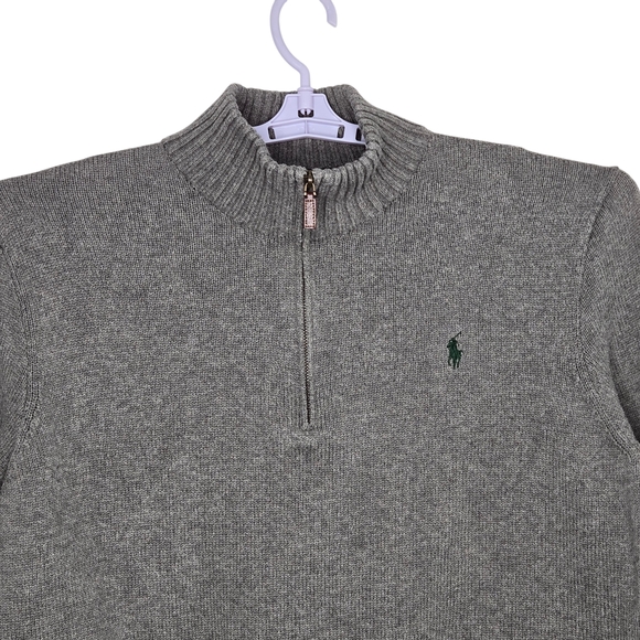 Polo Ralph Lauren Pullover Mens EL Estate Rib Quarter Zip Grey Sweater Pony - Picture 4 of 10